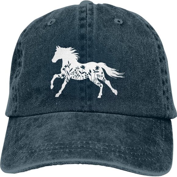Women's Cotton Floral Horse Hat Adjustable Washed Vintage Baseball Cap - Picture 7 of 8